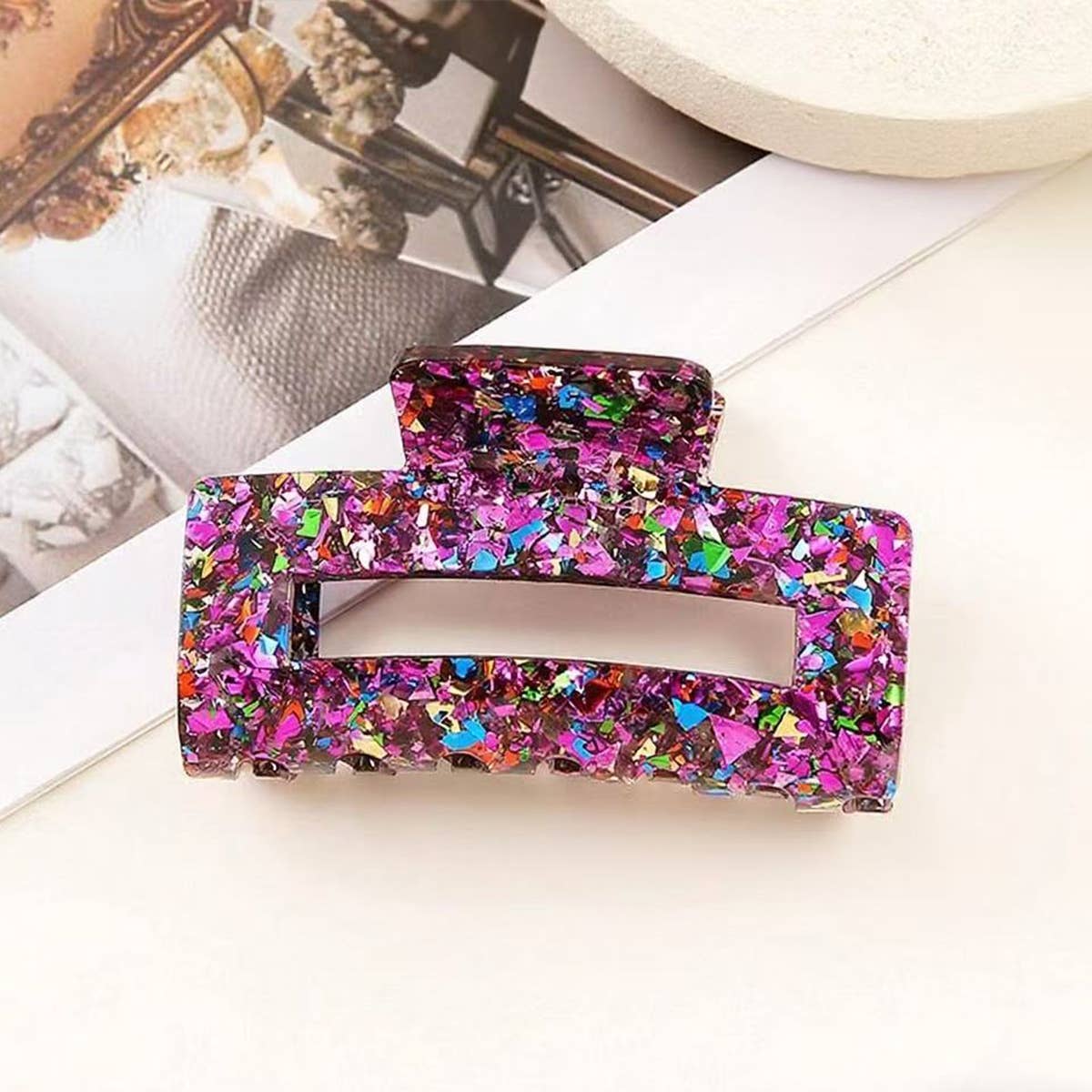 Square Sequin Hollow Hair Claw - Multiple Colors