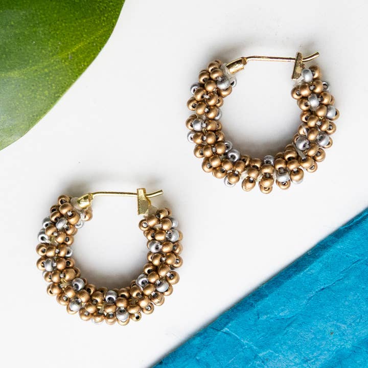 World Finds Shimmering Sea Hoop Earrings