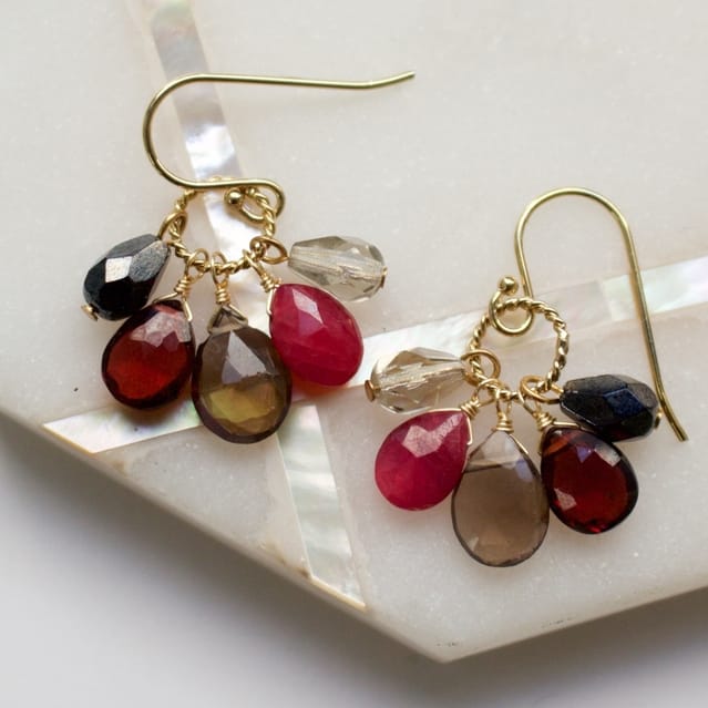 A.V. Max Semi Precious Cluster Earrings - Multiple Colors