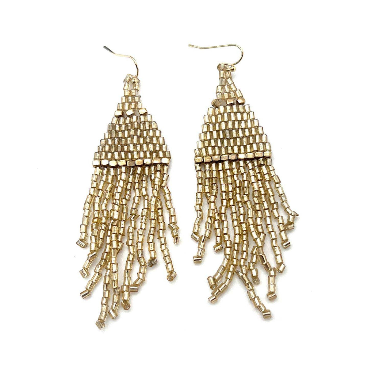 Anju Jewelry Gold Plated Seadbead Tapered Fringe Earrings
