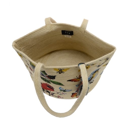 Joy Susan Painted Bird Avis Jute Tote with Tassel