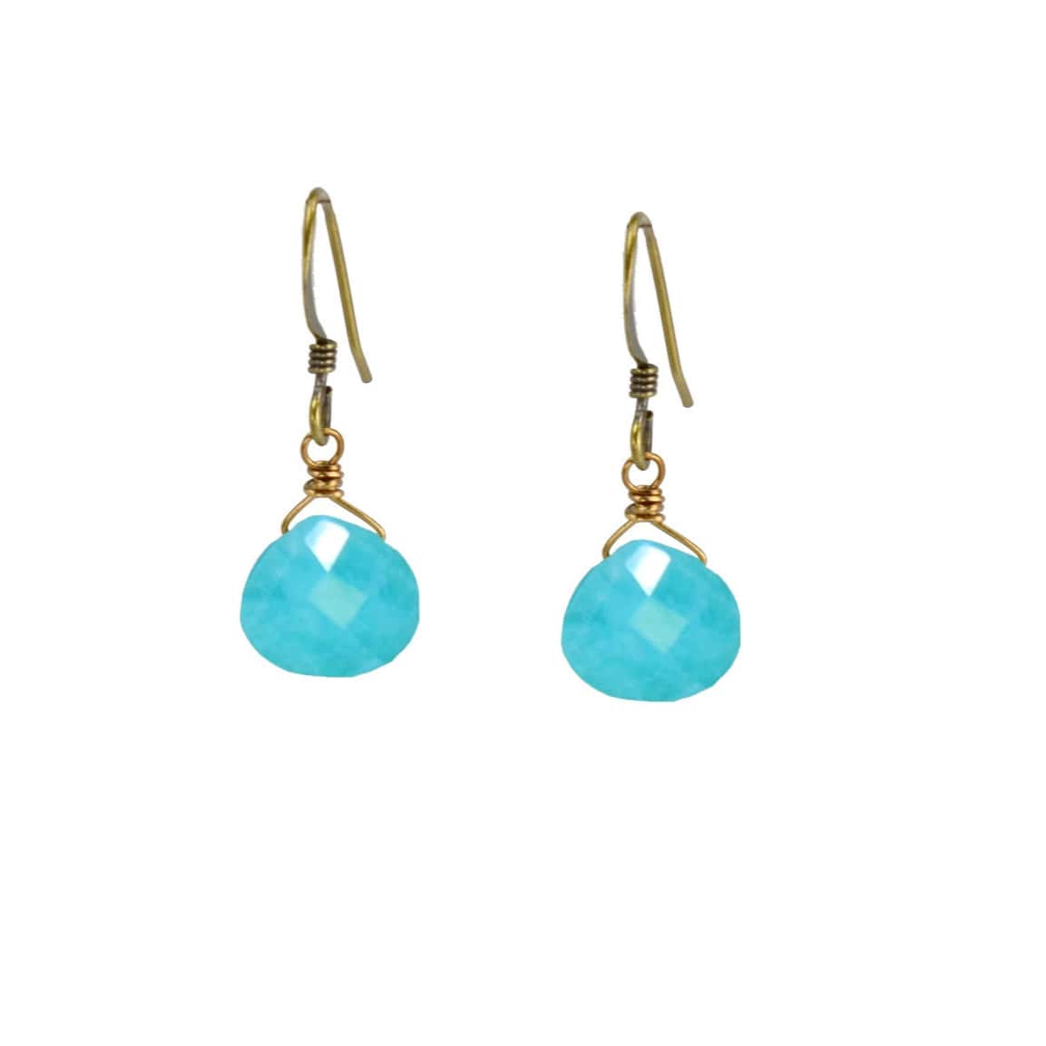 Edgy Petal Blue Amazonite Wire Wrap Earrings