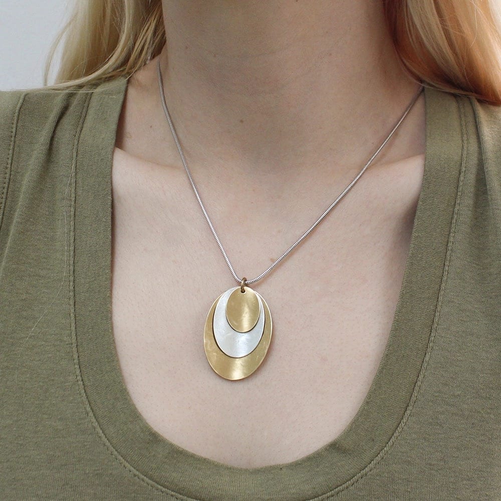 Marjorie Baer Layered Dished Ovals Necklace - N1030D