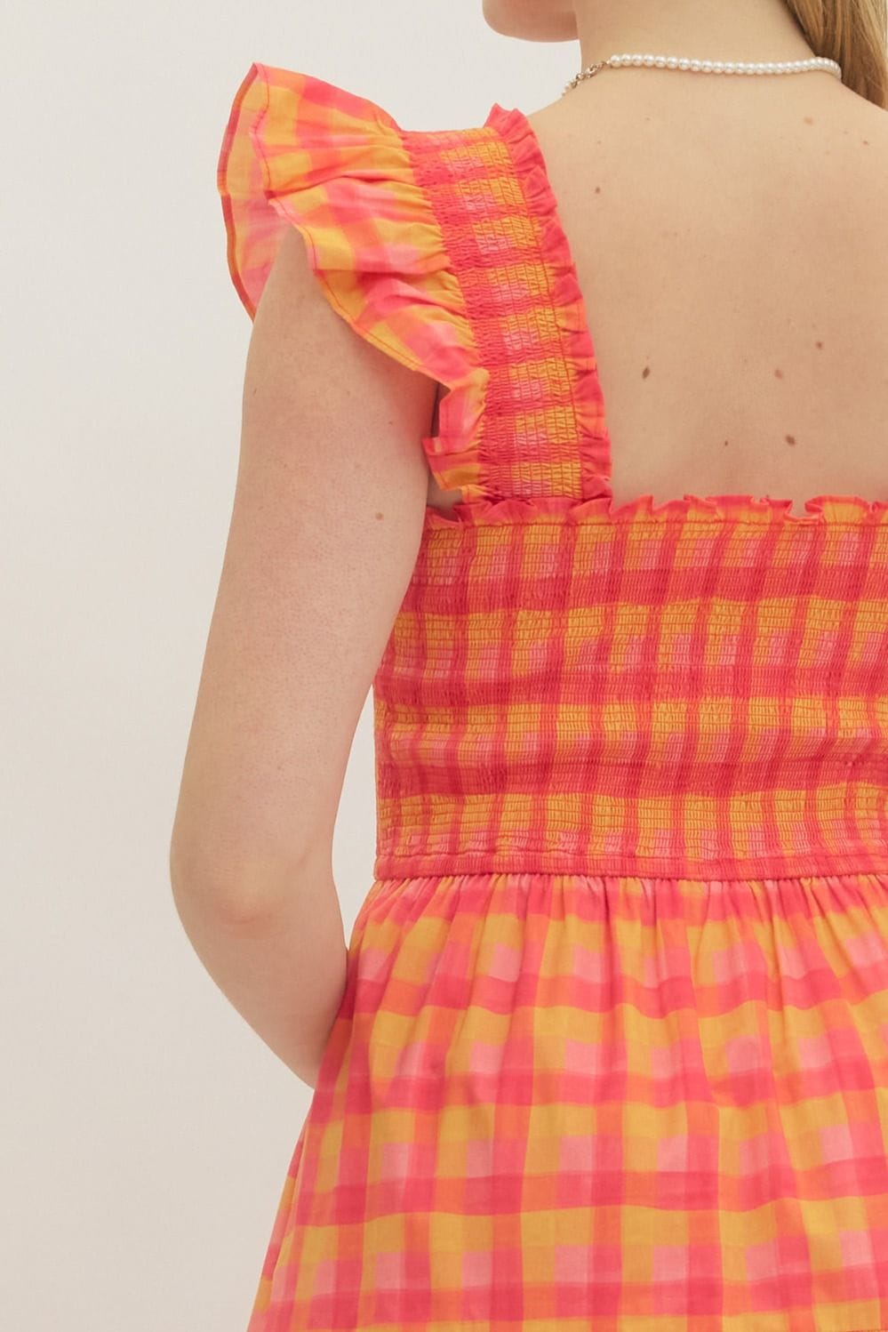 Plaid Smocked Maxi Dress