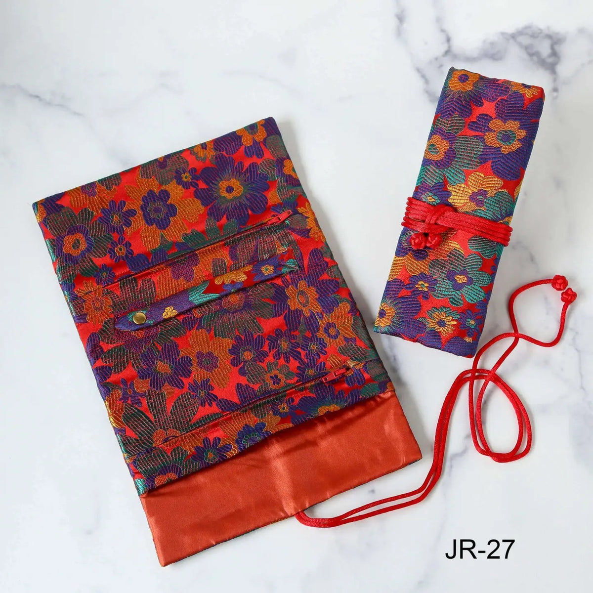 Silk Brocade Travel Jewelry Roll - Multiple Patterns