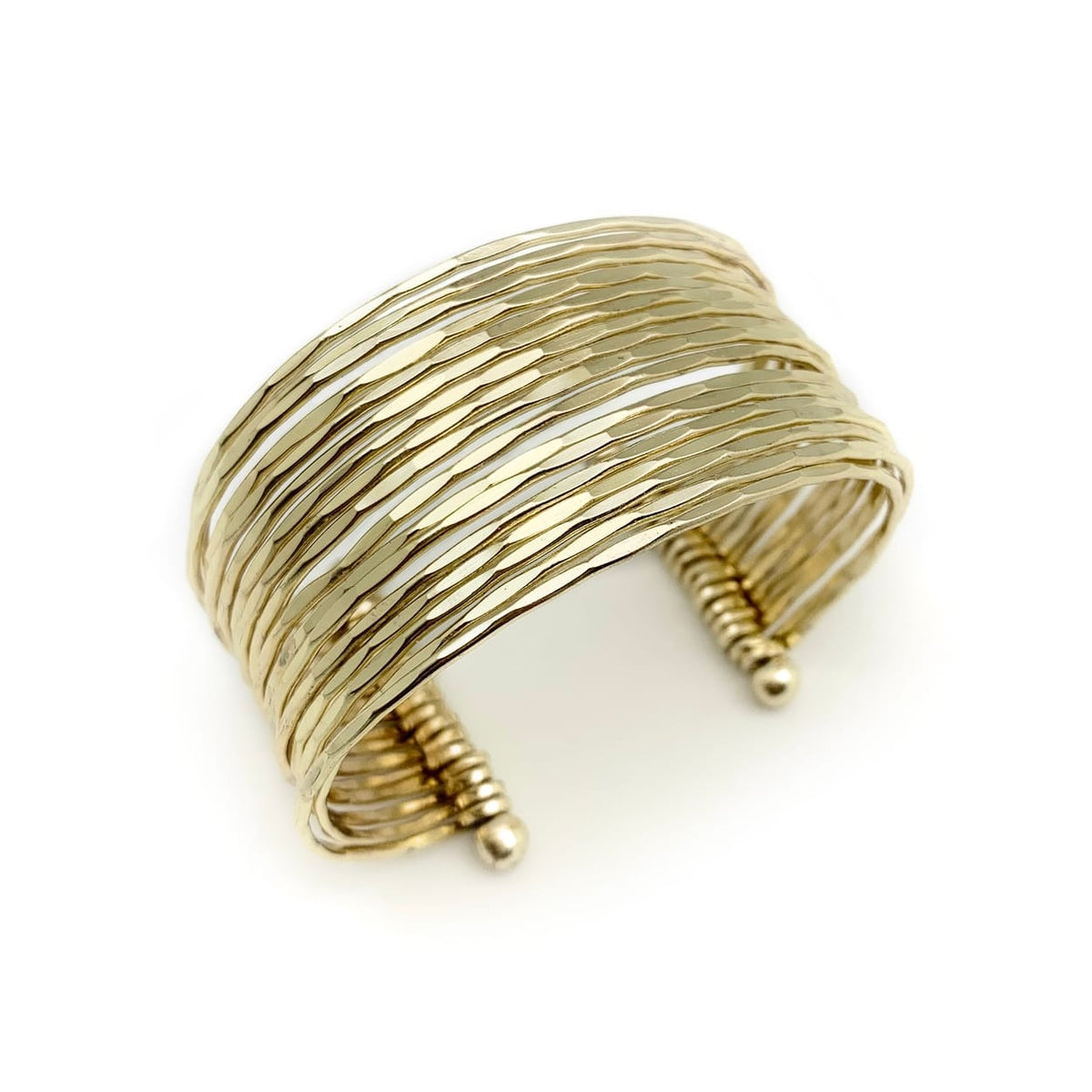 Anju Jewelry Stacked Hammered Bands Cuff Bracelet - Multiple Metals