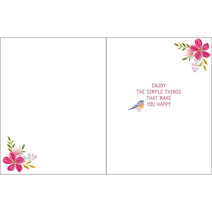 Bluebird Flowers Birthday Greeting Card