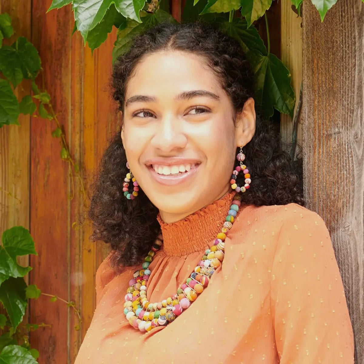 World Finds Kantha Dangling Teardrop Earrings