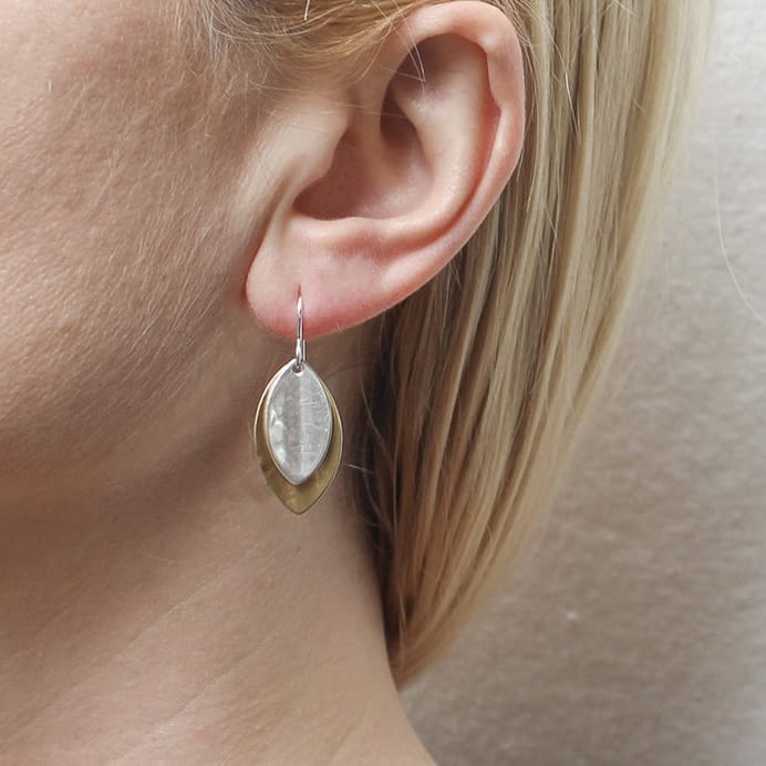 Marjorie Baer Medium Double Layered Leaves Wire Earrings - E0659DW