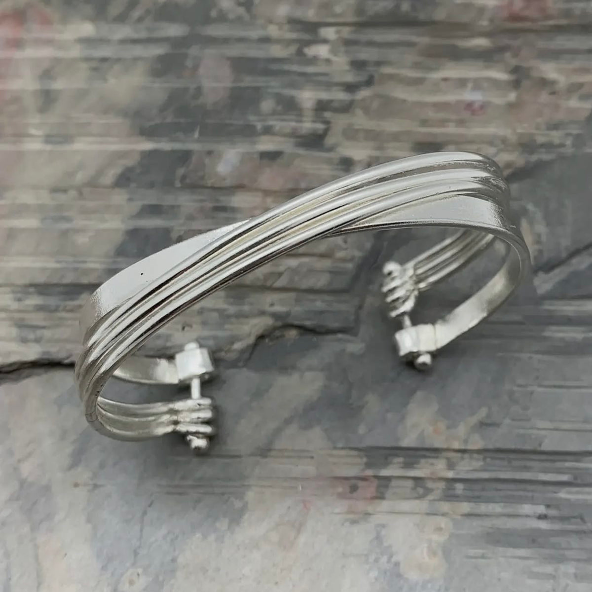 Anju Jewelry Silver Narrow and Wide X Cuff Bracelet