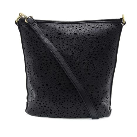 Joy Susan Vegan Leather Lazer Cut Eyelet Bucket Crossbody - Multiple Colors