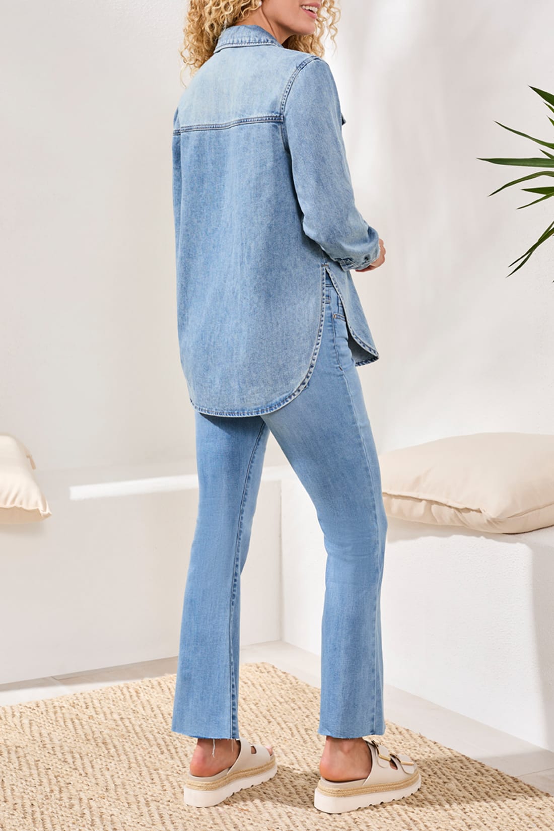 Tribal Classic Denim Shirt w/ Roll Up Tab