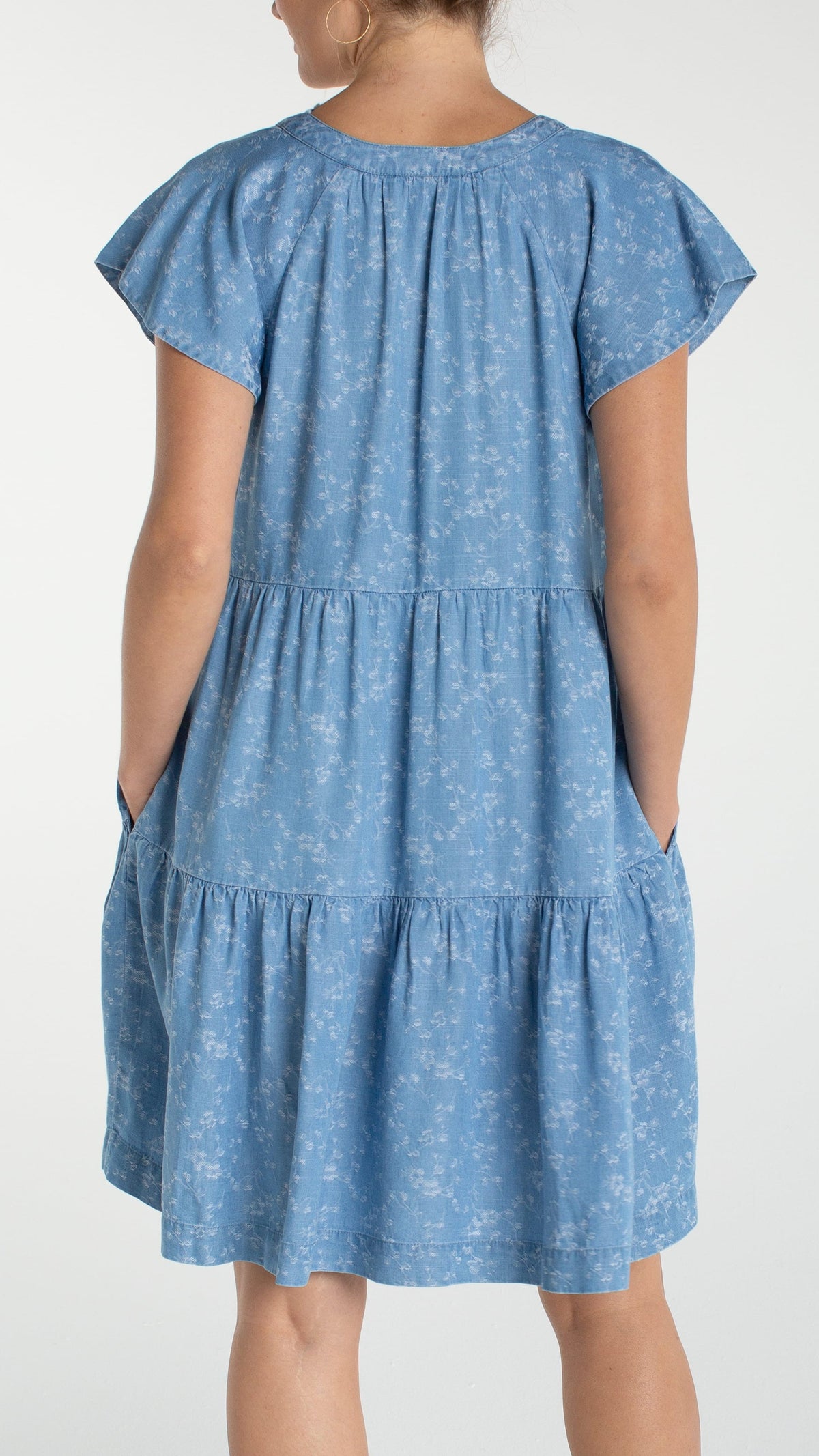 Liverpool Tiered Flutter Sleeve Dress