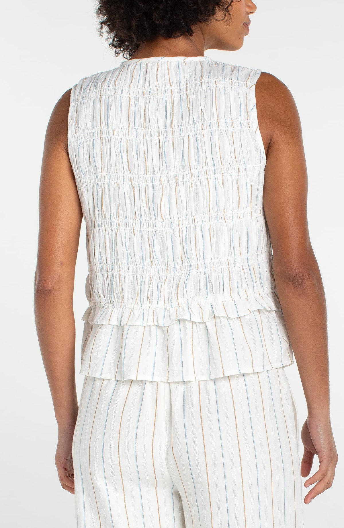 Liverpool Sleeveless Tie Front Woven Top