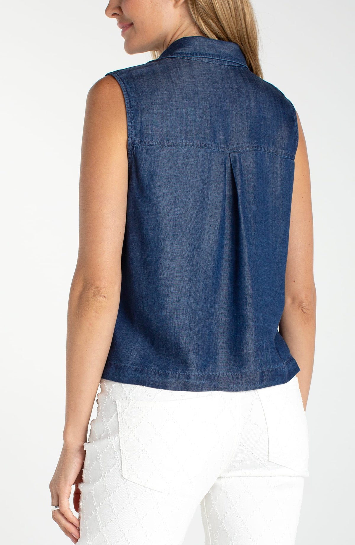 Liverpool Sleeveless Button Top with Pockets