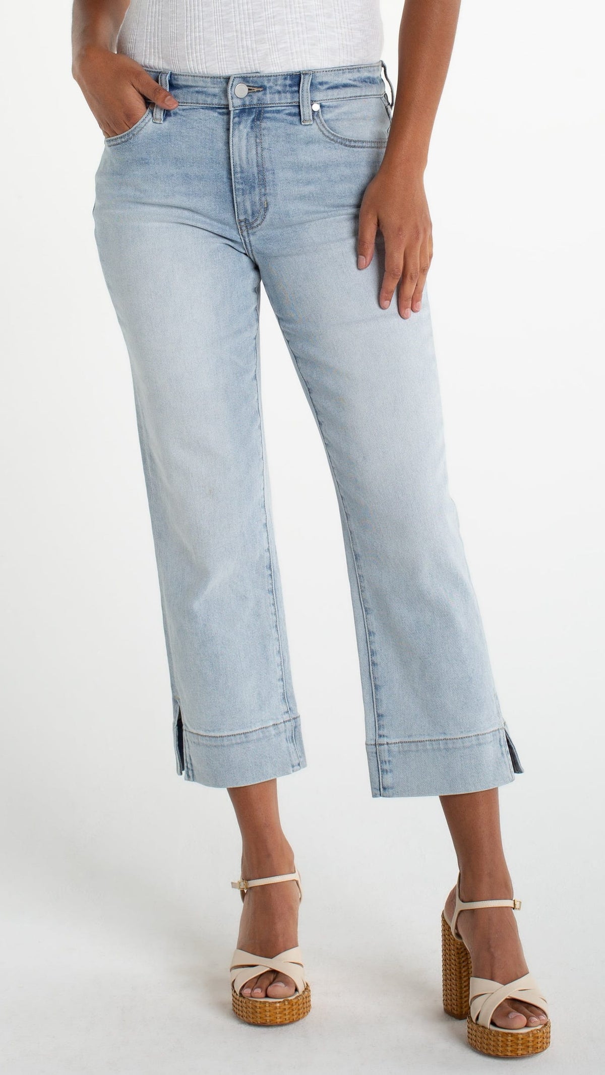 Liverpool Kennedy Crop Straight with Wide Hem and Slit