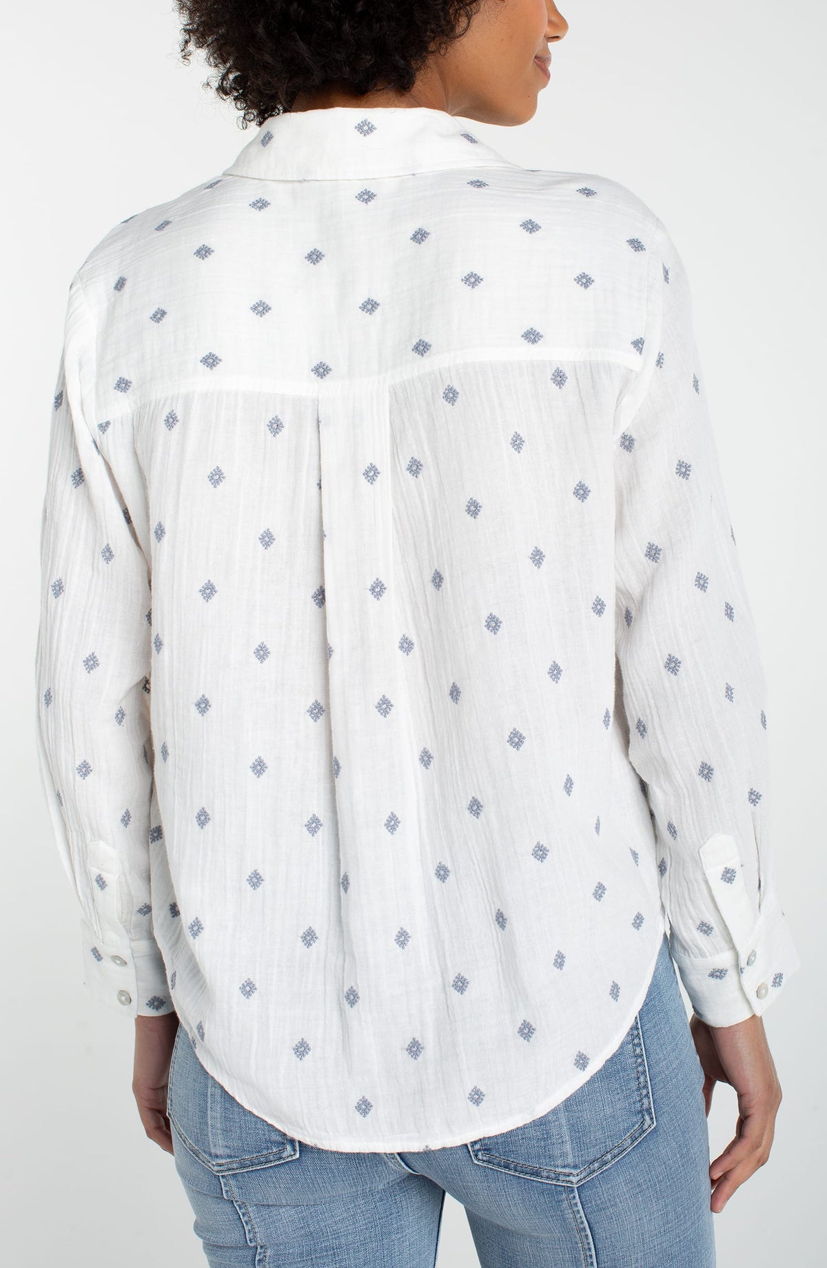 Liverpool Long Sleeve Button Front Shirt w/ High Low Hem